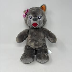 Build-A-Bear Violet the Wolf Dark Gray w/Pink Bow 16" Plush
